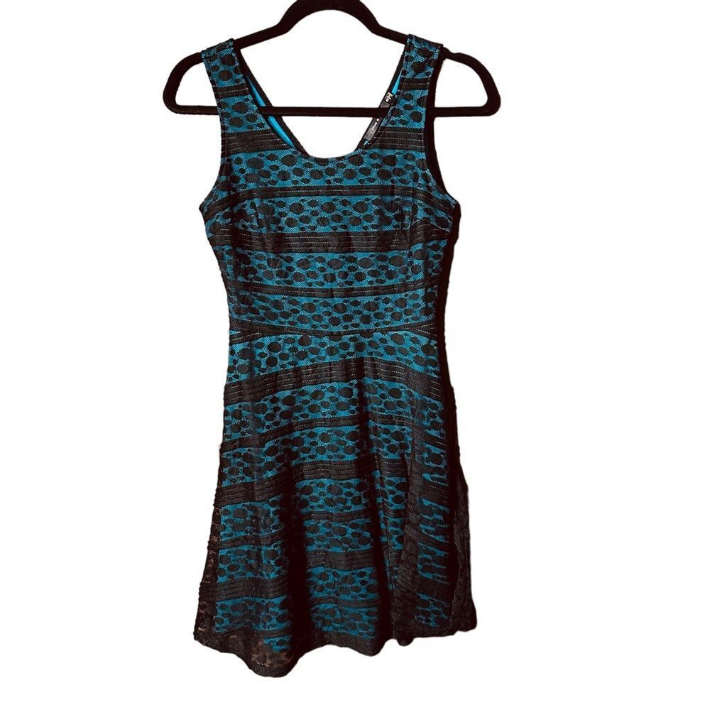 Doe & Rae Black Blue Lace Dress Sz S - Picture 4 of 9
